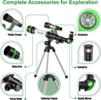 Telescopio para niños, juguetes espaciales para niños, incluye brújula y 3 oculares, gran telescopio portátil como regalo de astronomía, kit educativo STEM para niños y niñas para ver la luna