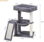 YOUPET - Árbol para gatos con poste rascador para gatos de interior, torre para gatos con tabla de rascar y bolas de juguete divertidas, torre de árbol para gatos con hamaca acogedora, gris