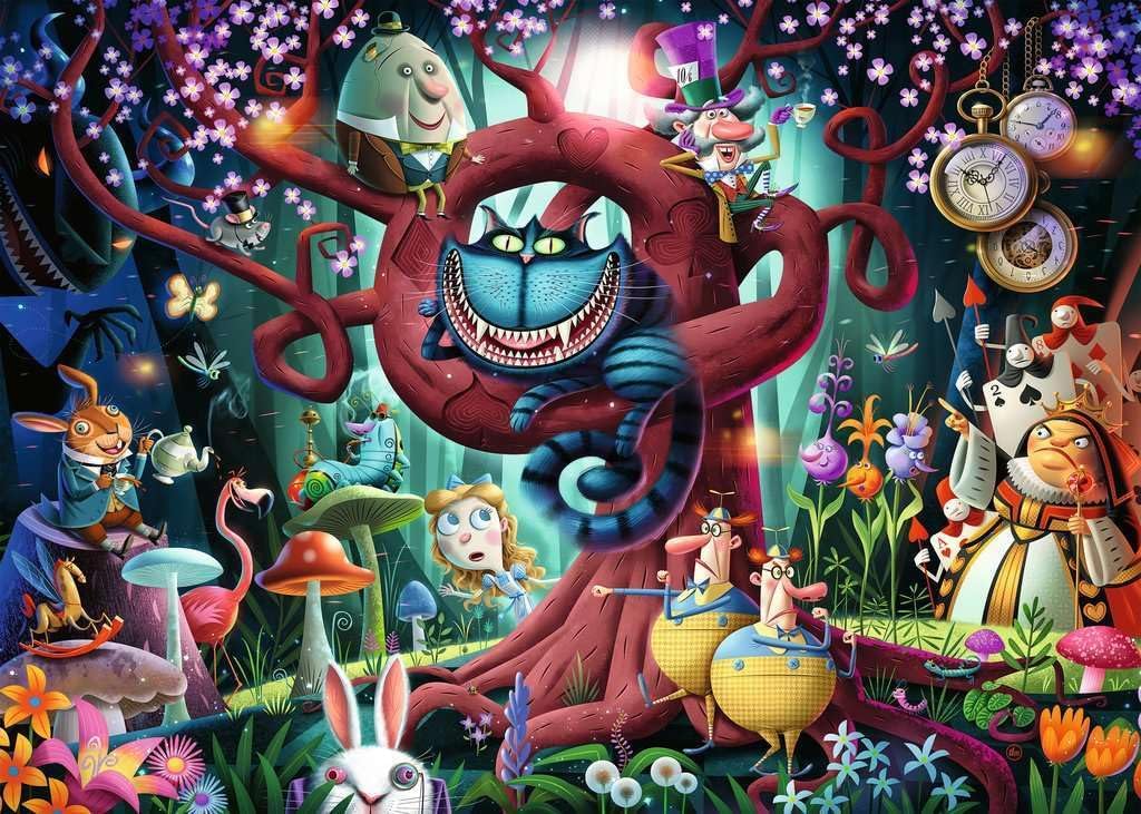 Ravensburger - Rompecabezas de 1000 piezas Most Everyone is Mad - Impactante representación de Alicia en el País de las Maravillas - Escena audaz e imaginativa - Regalo ideal - Arte enmarcable