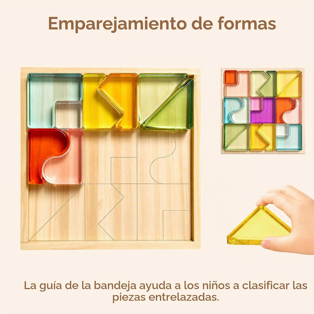 Bloques de construcción arcoíris para niños, juguetes Montessori de bloques