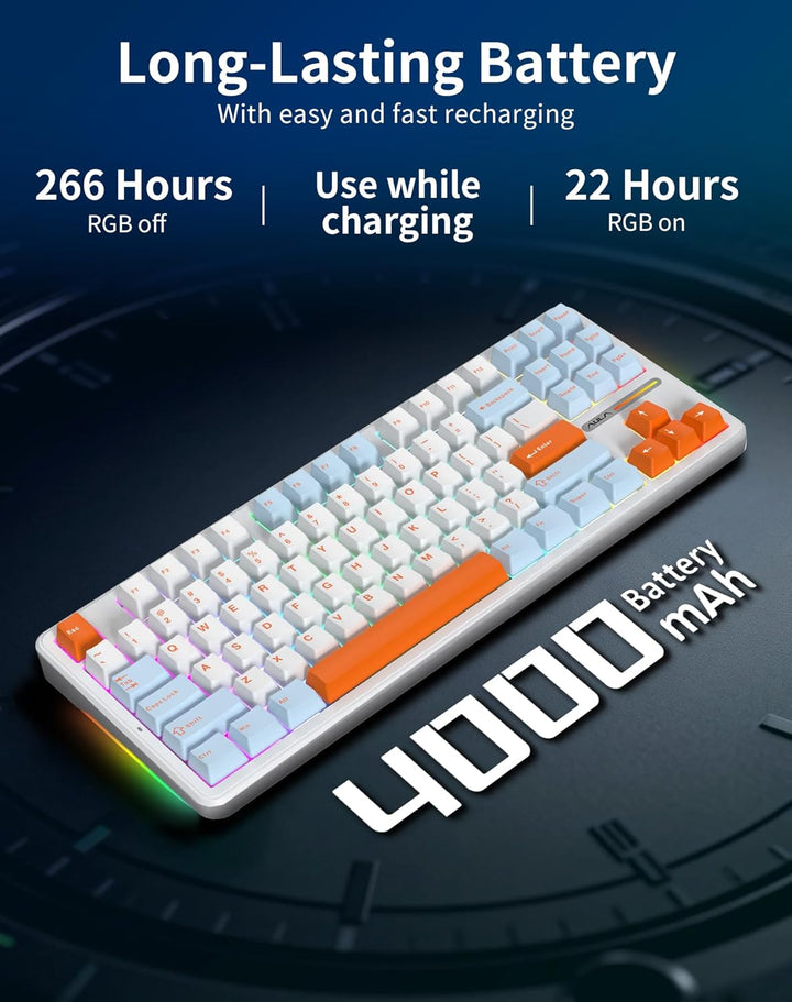 Aula F87 Pro Gaming Keyboard, Tri-Mode BT5.0\/2.4GHz\/USB-C Hot-Swa...
