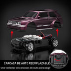 Mini coche RC 1/43 con giroscopio, coche RC 4WD totalmente proporcional, control remoto 2.4GHz de grado hobby, modelo RTR, alta velocidad 20+ km/h para aficionados, niños y adultos (plateado)