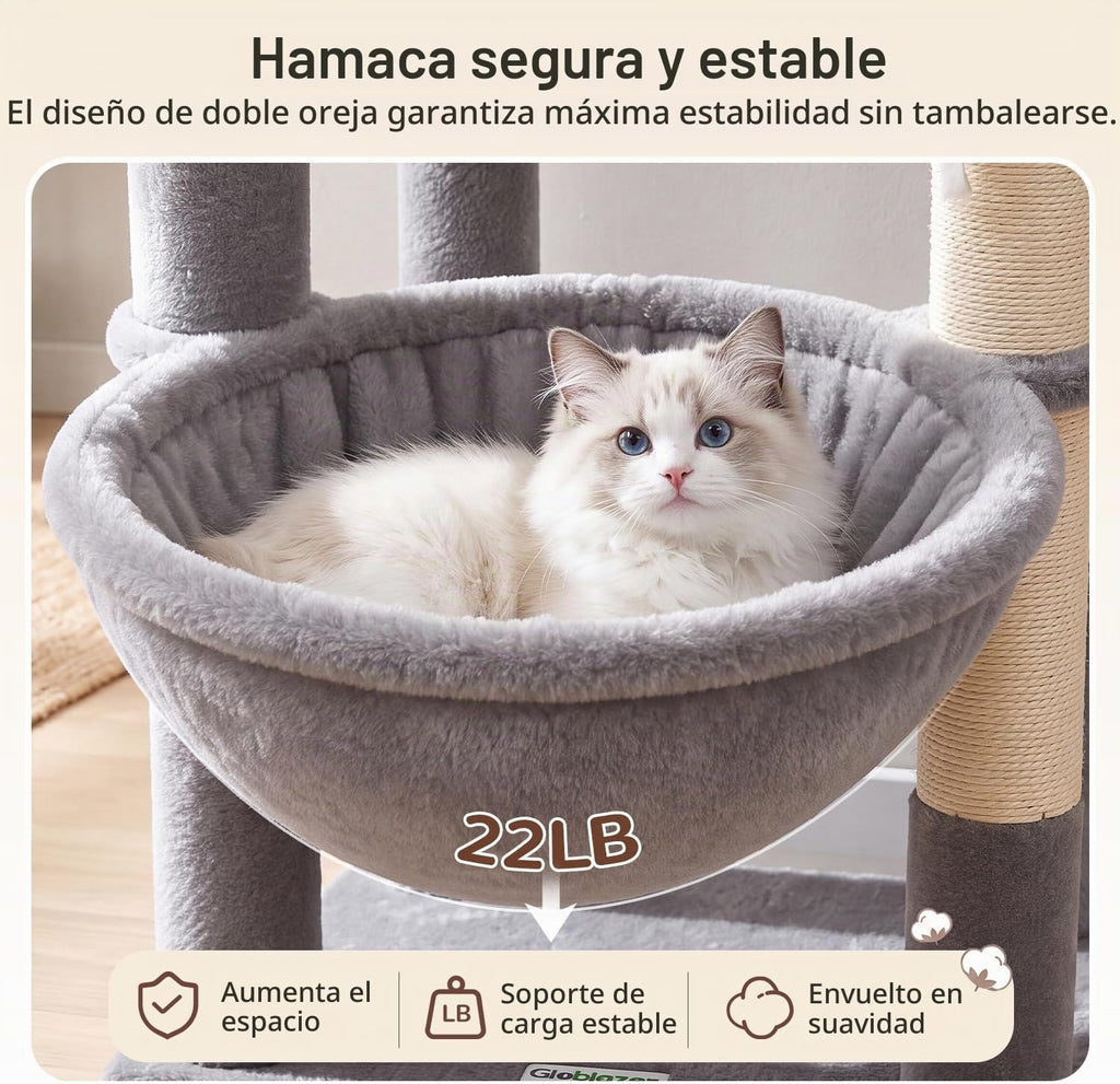Globlazer Cat Tree Tower 2 Condo Kitten Scratching Post, F54, gris claro