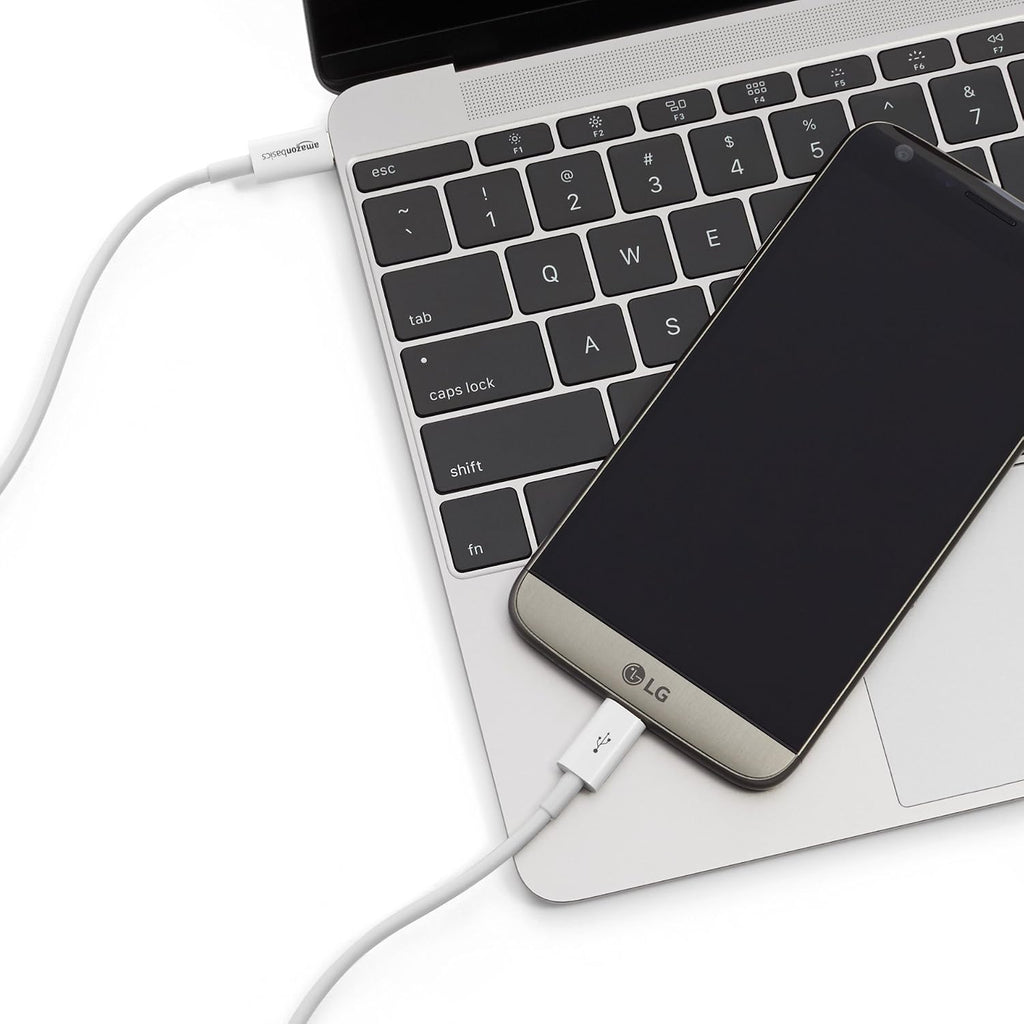 Amazon Basics USB-C a USB-C Cable, 6 Foot | 480Mbps Speed | USB-IF Certified | blanco | Pack de 2
