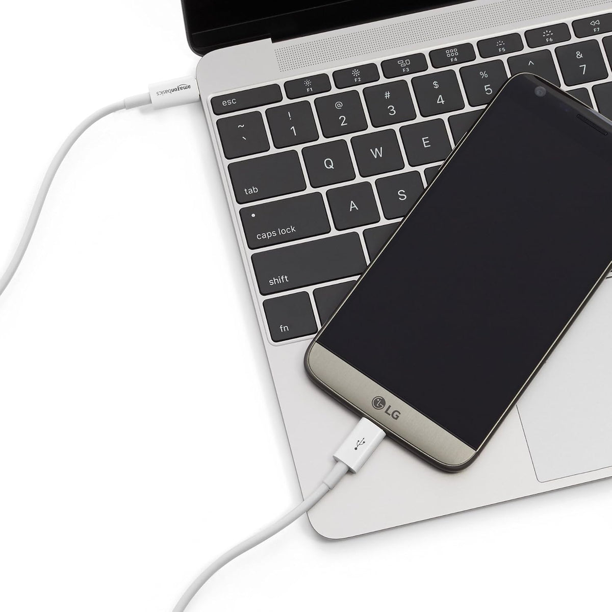 Amazon Basics USB-C a USB-C Cable, 6 Foot | 480Mbps Speed | USB-IF Certified | blanco | Pack de 2