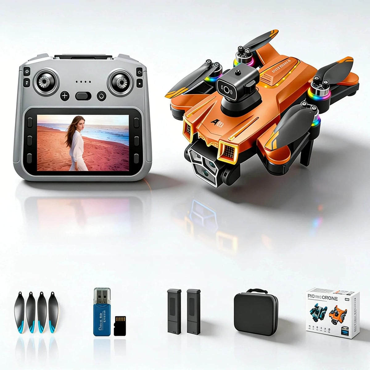 Dron con cámara para niños, drones para niños de 8 a 12 años con cámara y luces LED dinámicas de carreras, pantalla FPV integrada de 5.6 pulgadas, baterías duales, regalo perfecto de vacaciones y