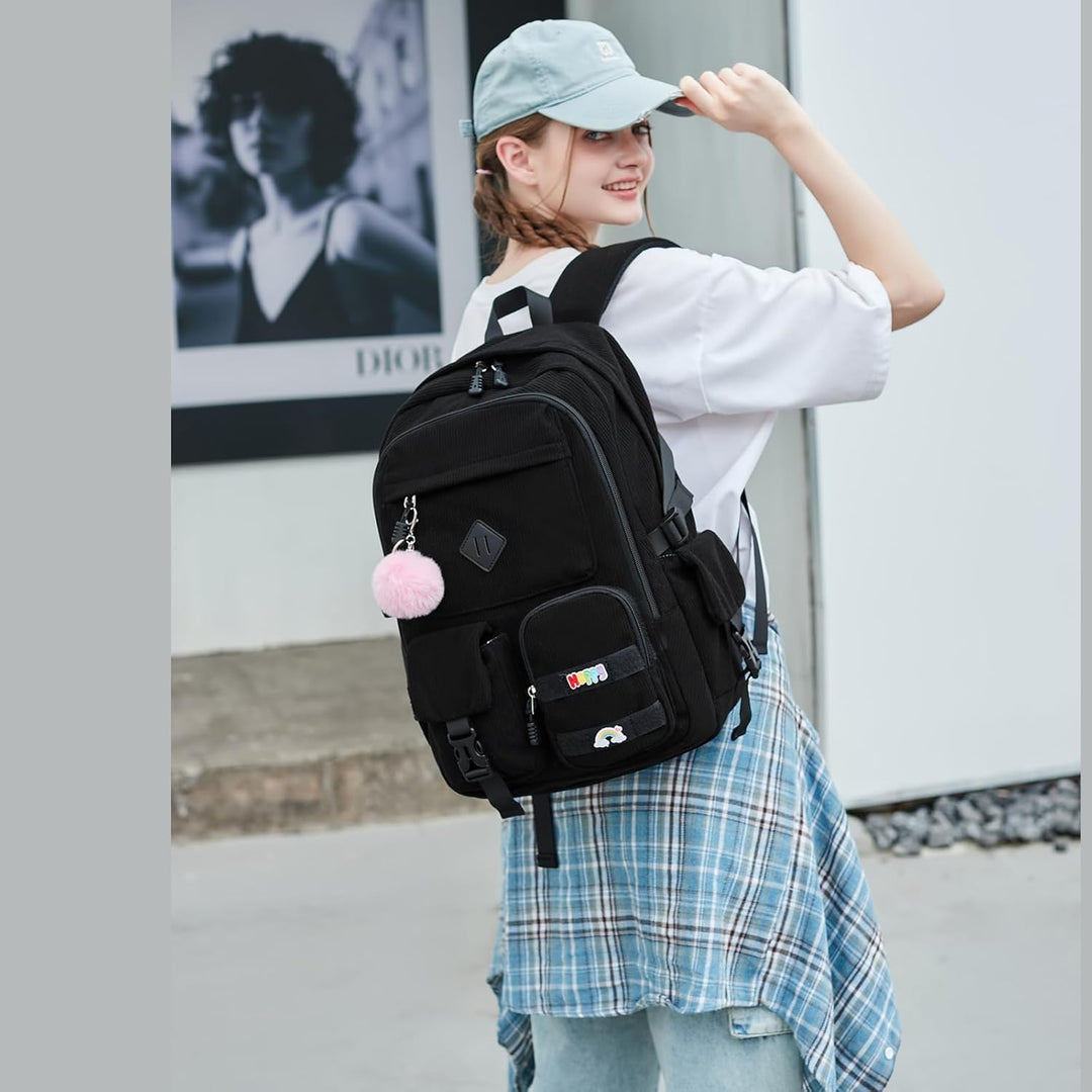 BLUWEI Mochila para computadora portátil para niñas, bolsa de pana...
