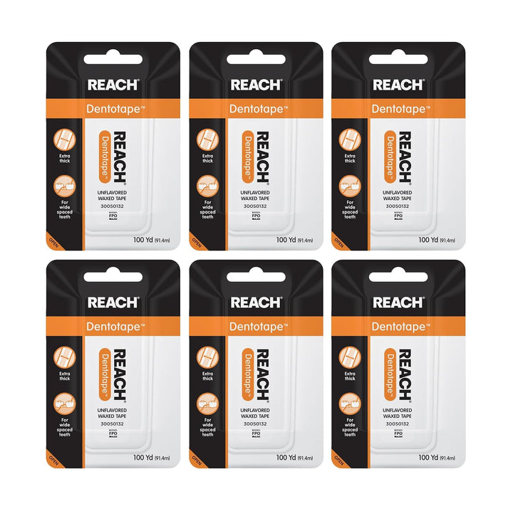 REACH Dentotape Hilo Dental Encerado, Sin Sabor, Extra Ancho, Resis...