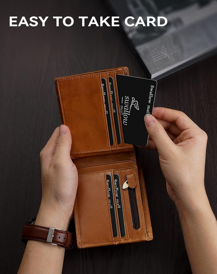 Cartera de cuero auténtico, RFID, 16 ranuras para tarjetas, plegabl...