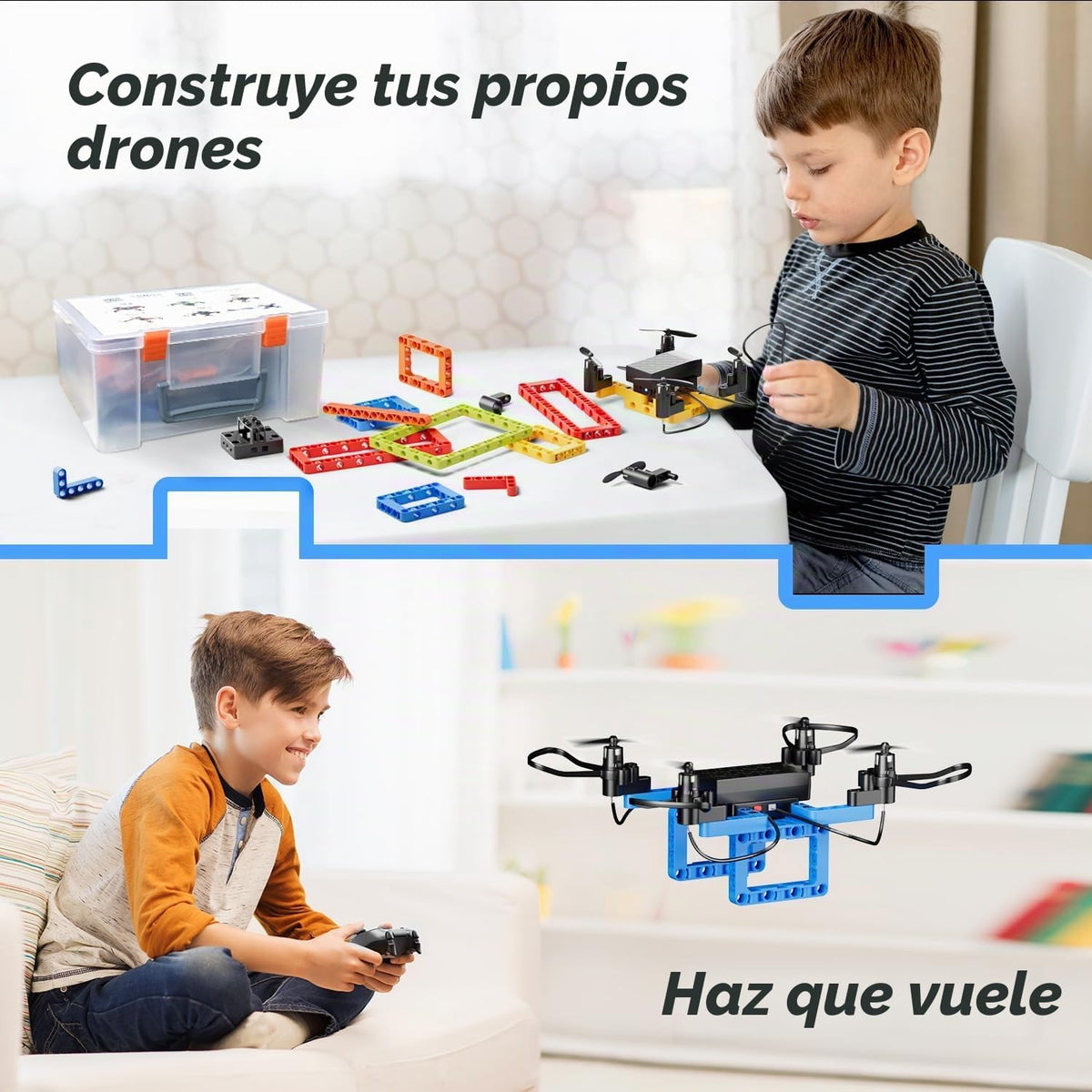 Mini Drone para niños y principiantes, Kits de construcción de drones 5-EN-1 DIY creativos para que los niños construyan sus propios drones, 5 diseños diferentes, con altitud estática