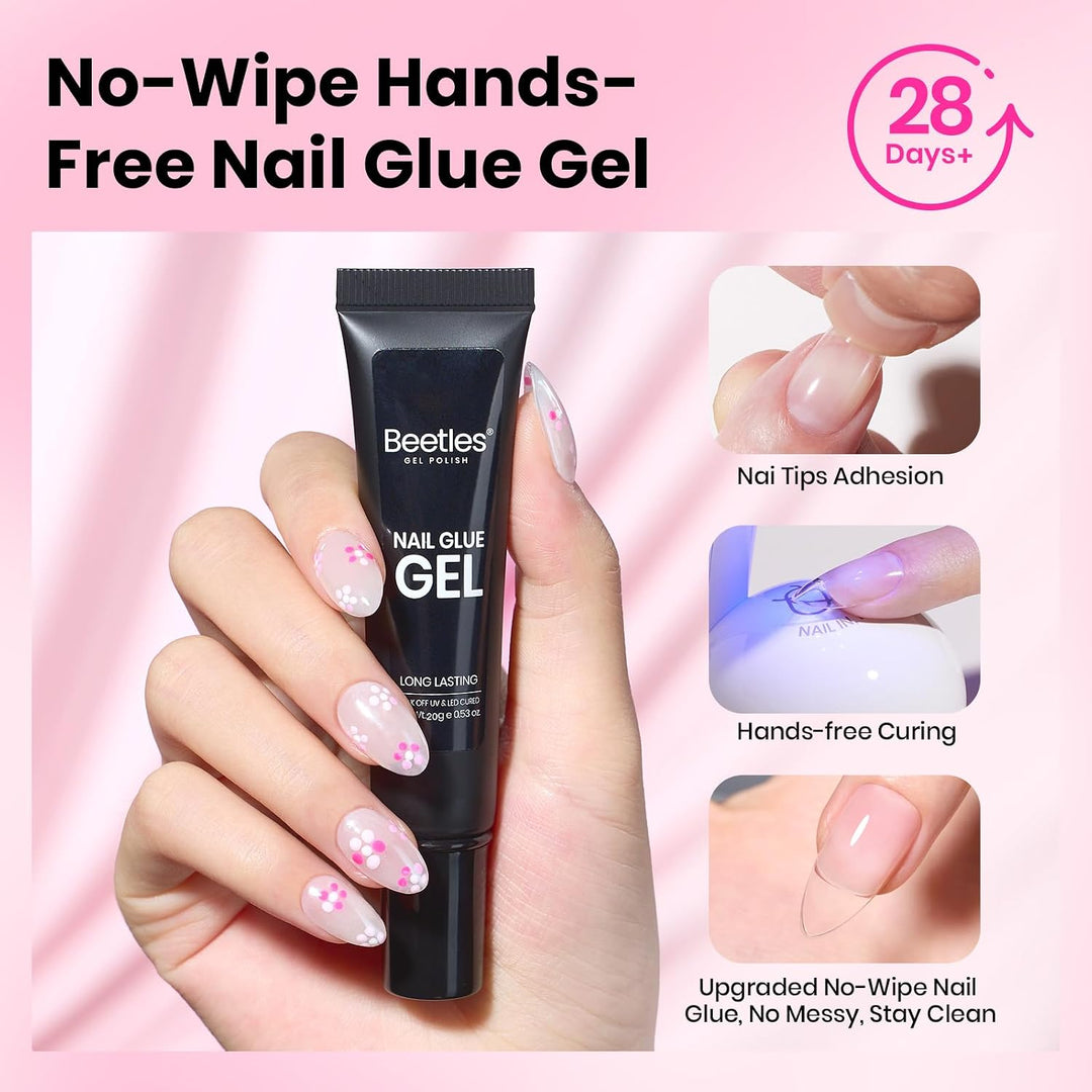 Beetles - Kit de uñas de gel flatX, almendra corta, 320 piezas de p...