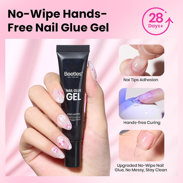 Beetles - Kit de uñas de gel flatX, almendra corta, 320 piezas de p...