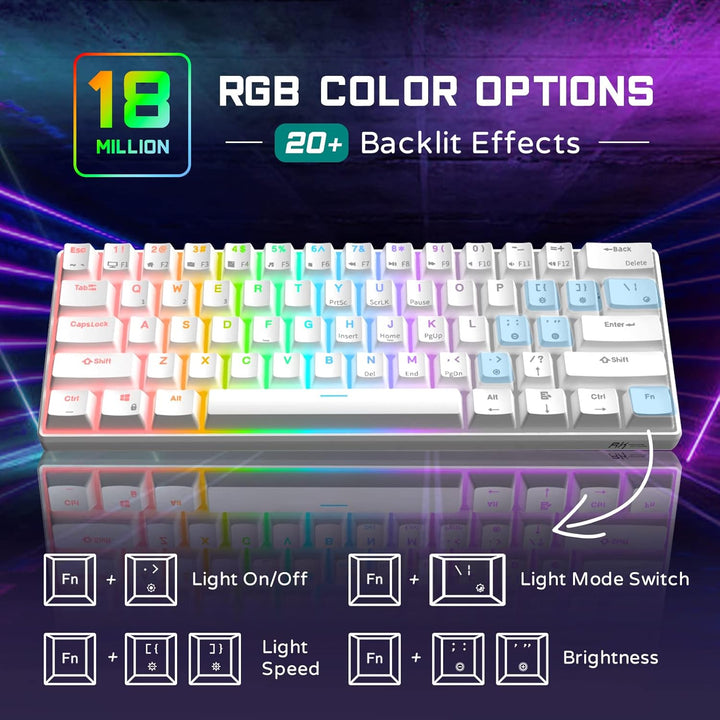 RK ROYAL KLUDGE RK61 - Teclado para juegos al 60%, teclado mecánico...