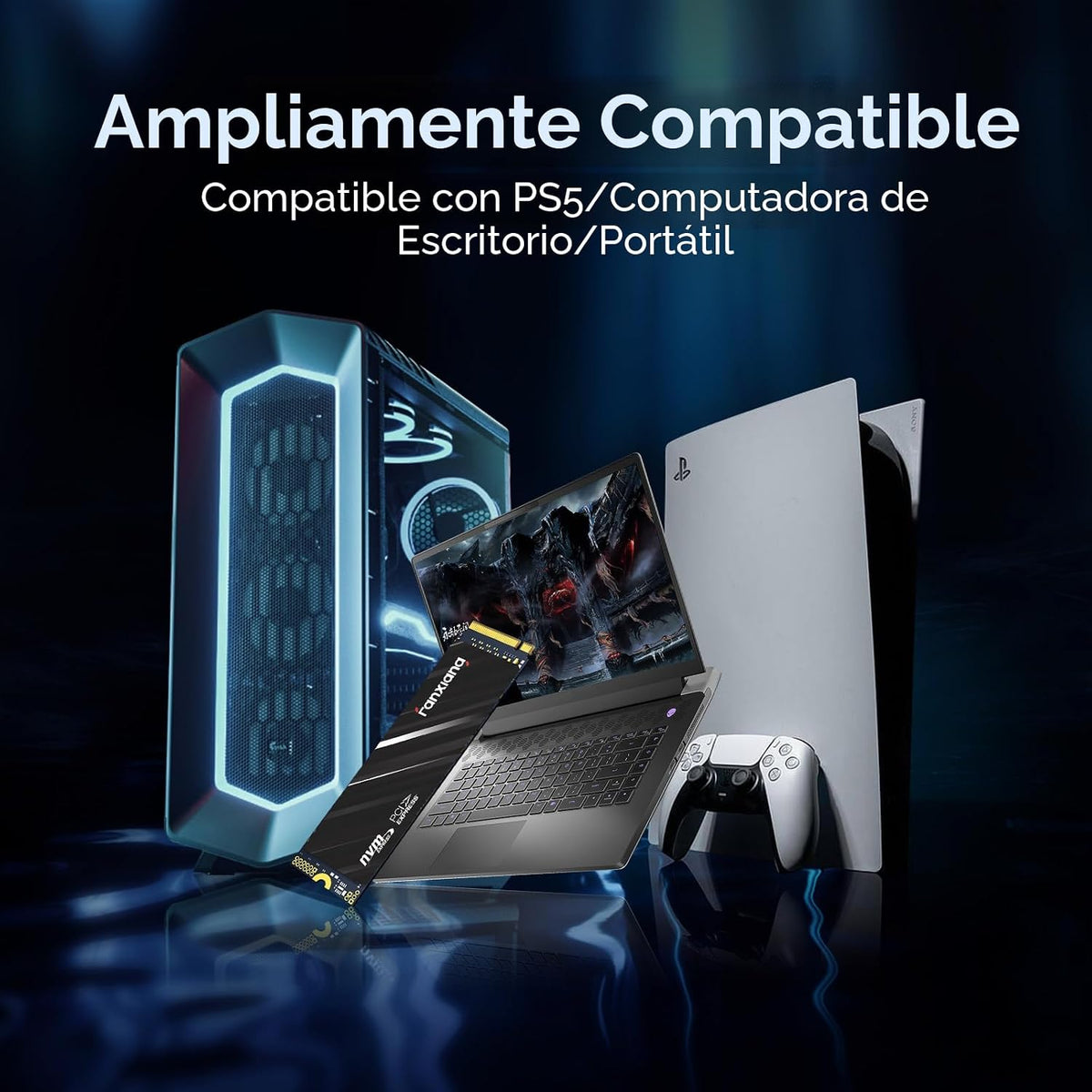 fanxiang SSD NVMe de 500 GB, PCIe Gen4 M.2, hasta 4700 MB\/s, SSD i...