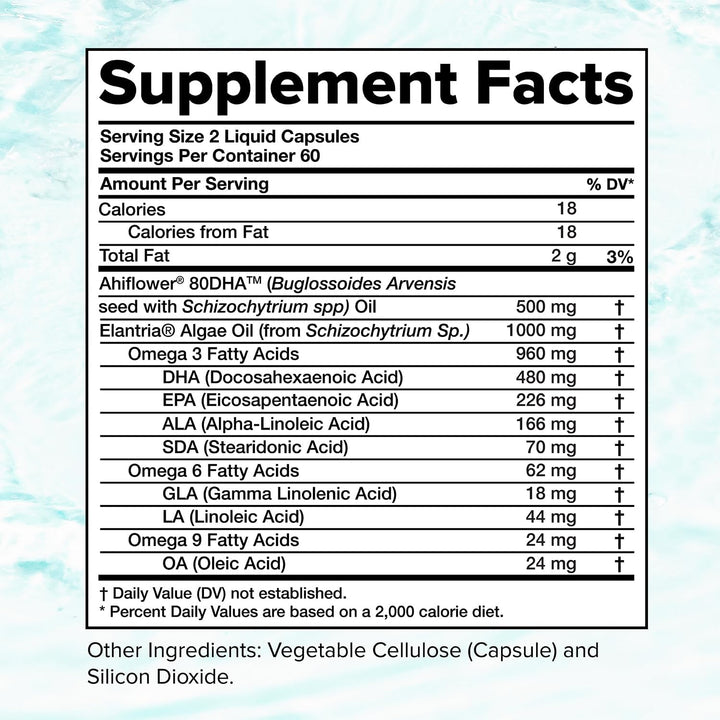 Complement Suplemento vegano Omega 3 - 960 mg de ácidos grasos omeg...