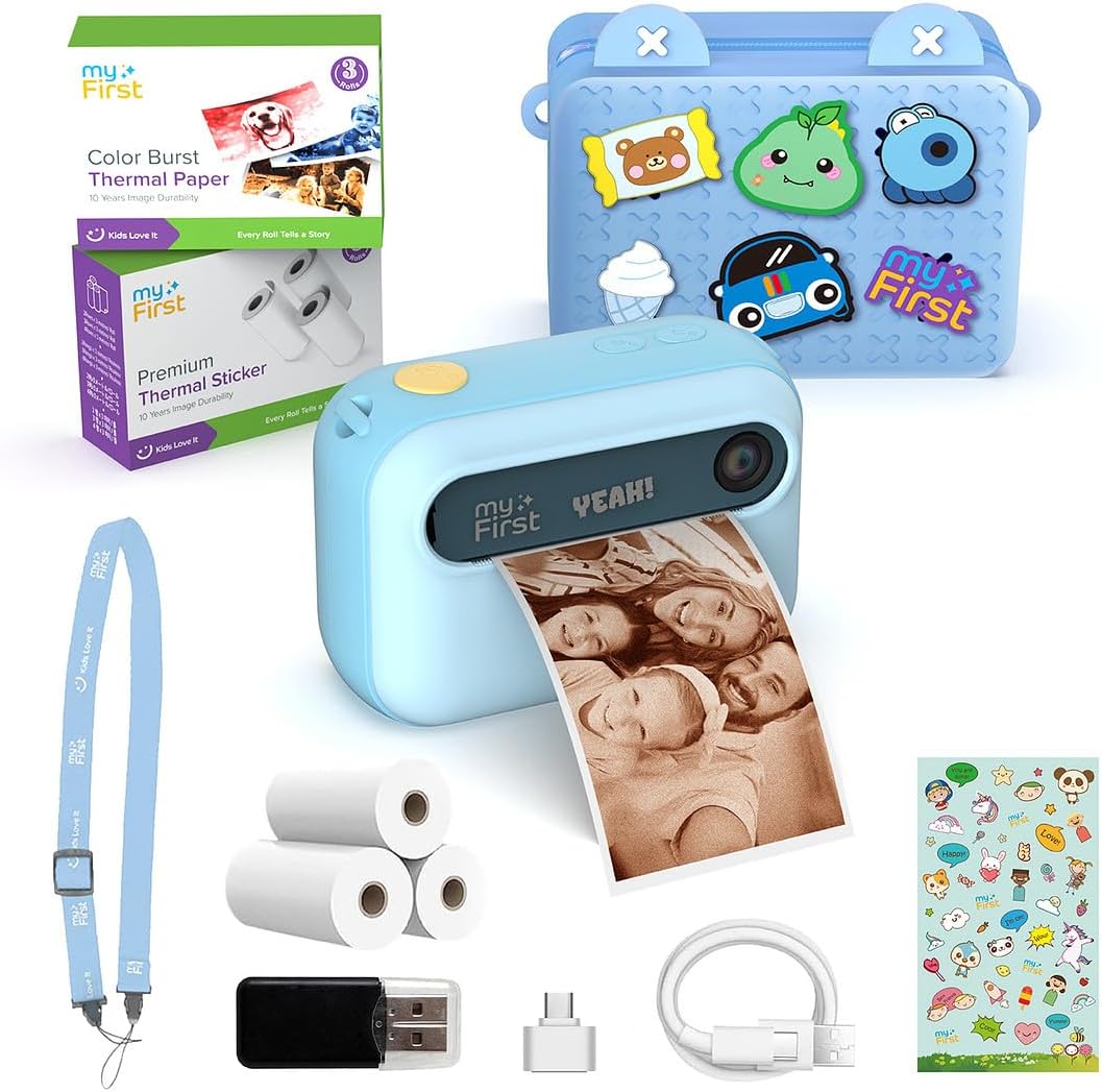 myFirst Cámara de impresión instantánea para niños, 16MP con 9 rollos de