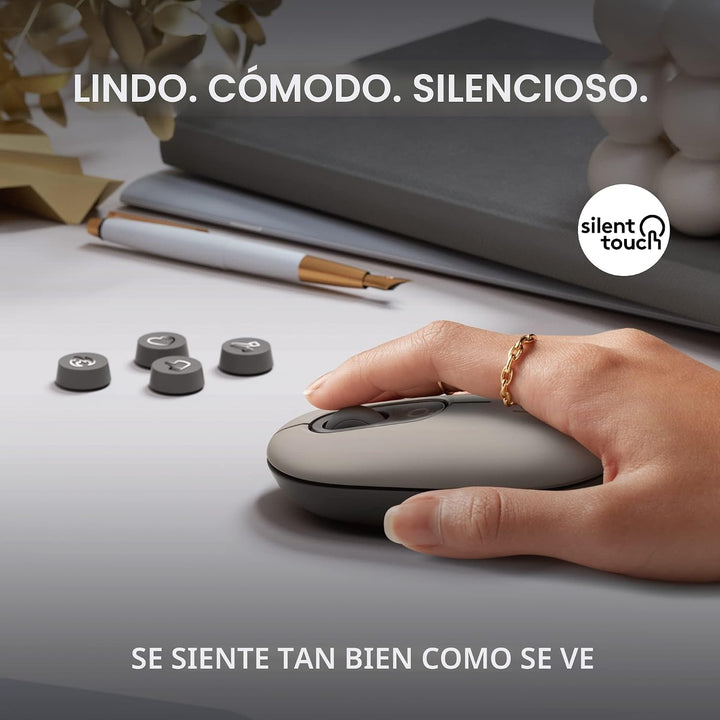 Logitech POP Mouse, ratón inalámbrico con emojis personalizables, t...