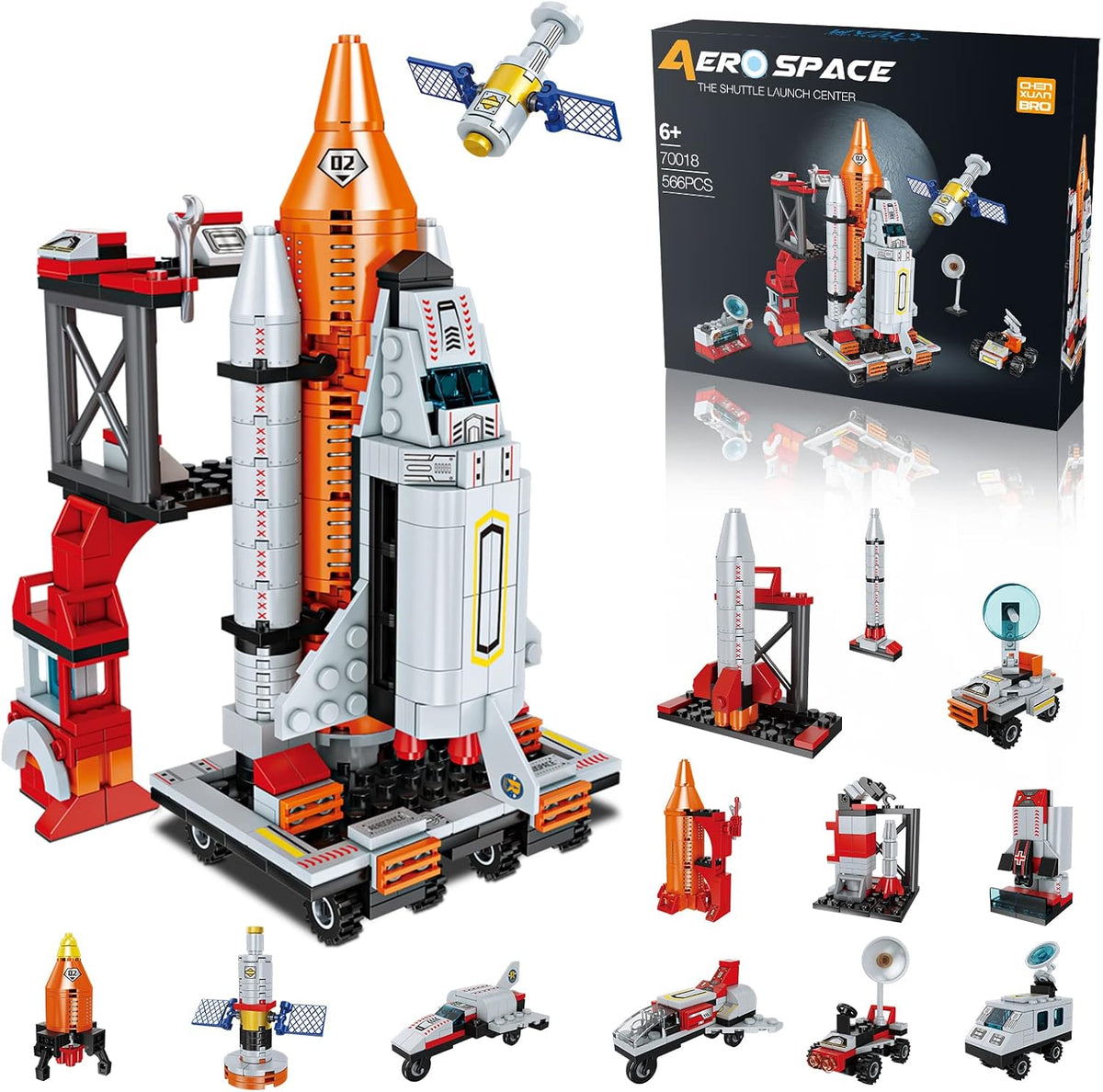 Juguetes de Transbordador de Exploración Espacial para Niños de 6, 7, 8, 9, 10, 11, 12 años, kit de construcción aeroespacial STEM 12 en 1, juguete con cohete de transporte pesado y lanzador, los