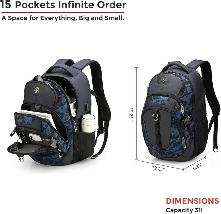 swissdigital Mochila para portátil de viaje de negocios, para hombr...