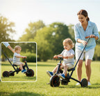 Triciclo plegable de empuje para niños pequeños con toldo, triciclo de equilibrio 8 en 1 con asa, triciclo para niños de 1 a 3 años, triciclos plegables para niños (negro)