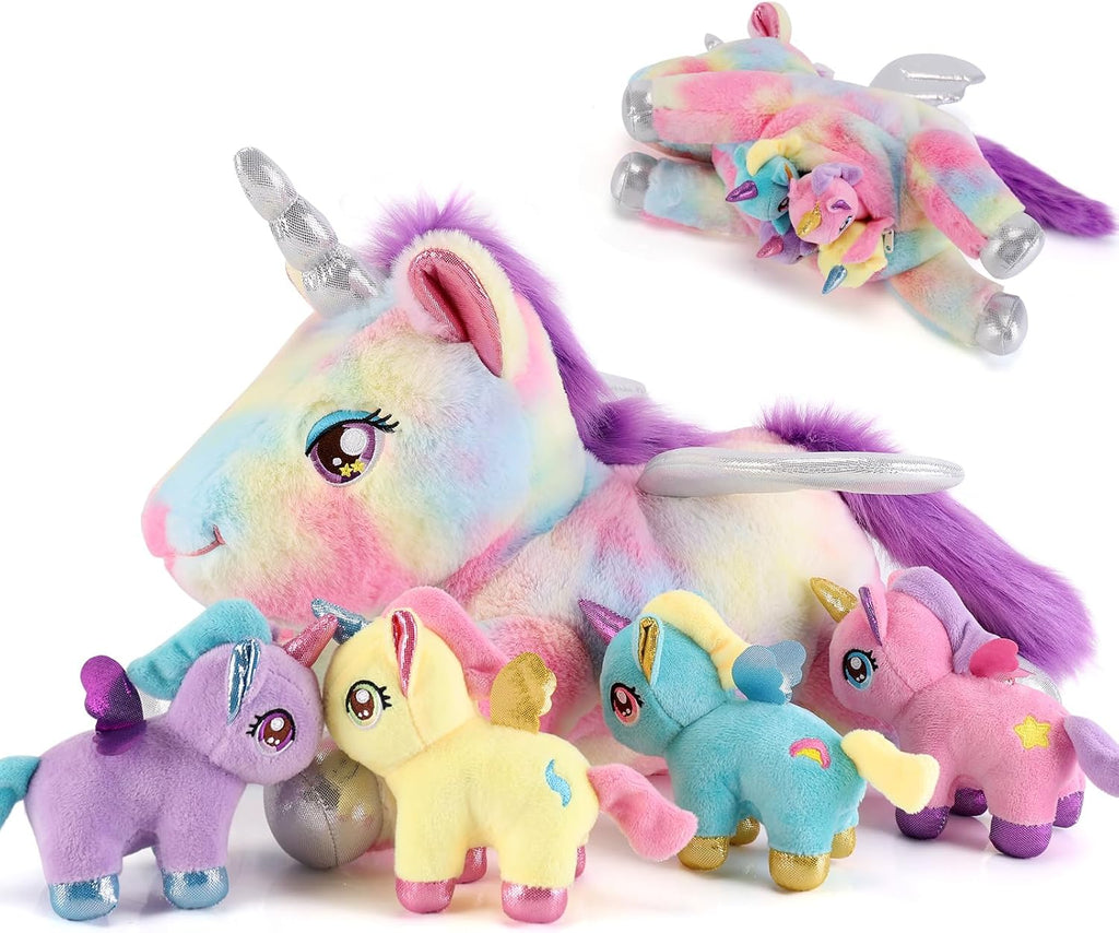 gnomantic Animales de peluche de unicornio con bebés en el interior