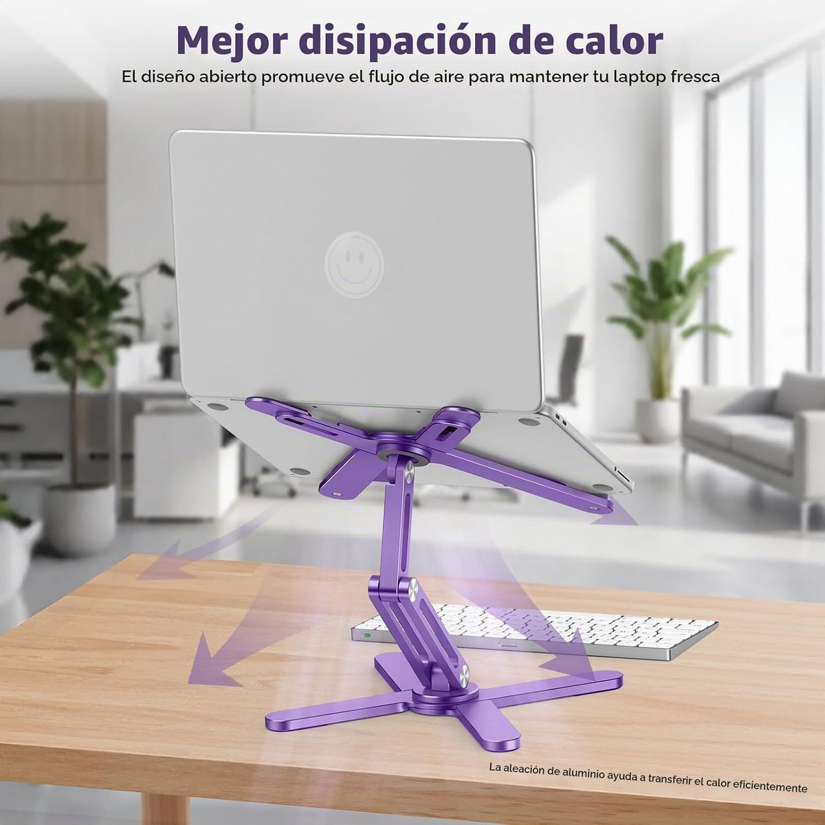 OMOTON Soporte elevador giratorio de 360° para laptop, soporte ergo...