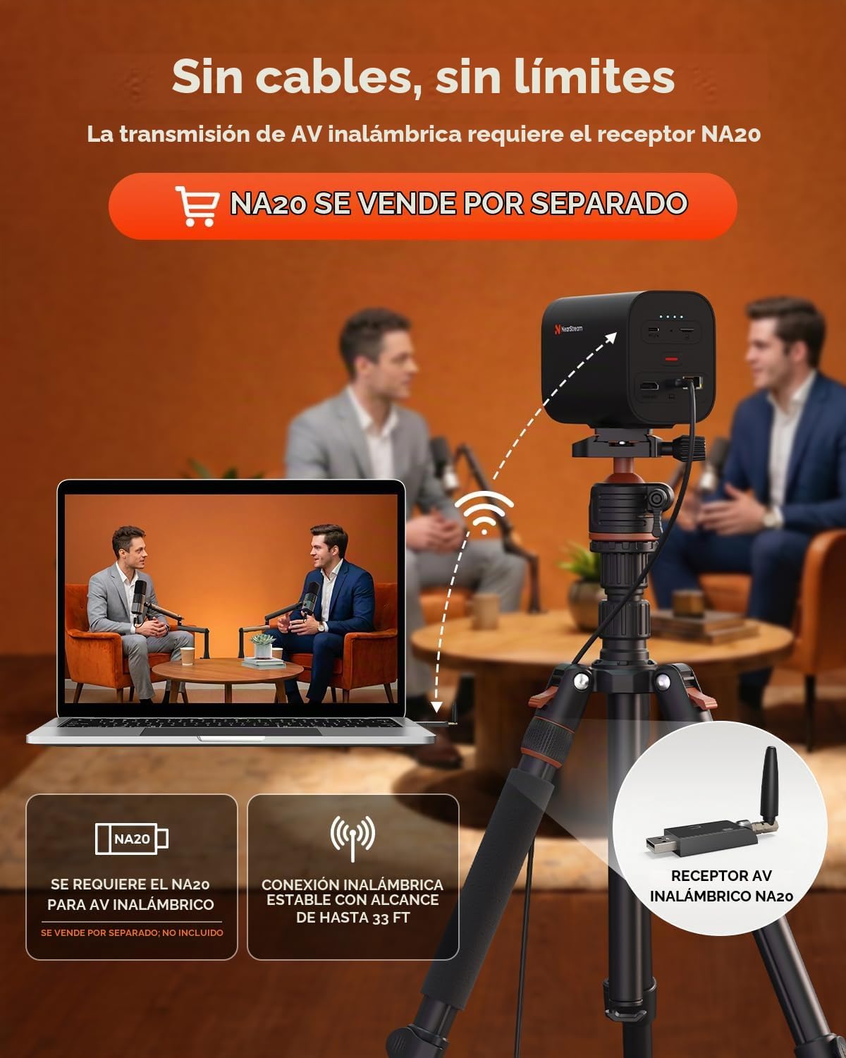 NearStream Cámara de transmisión VM20 Pro 4K, sensor de 1/2" 50MP, zoom