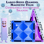 Little Pi 102 piezas de bloques de construcción con azulejos magnéticos de castillo de princesa congelada - Bloques de diamante 3D, juguetes educativos STEM para juego de rol, regalos de cumpleaños