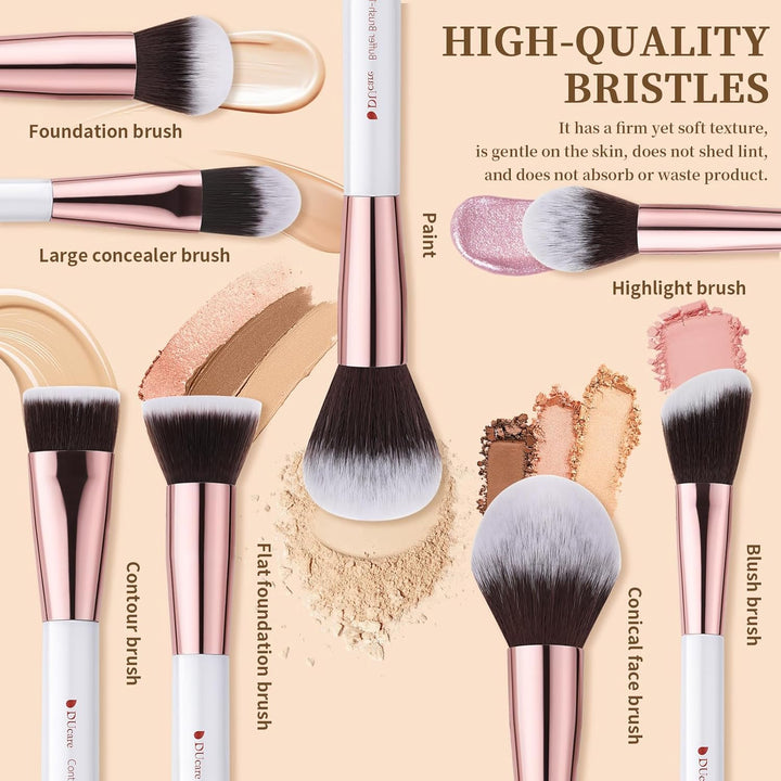 DUcare Juego de brochas de maquillaje profesionales, 27 piezas, bro...
