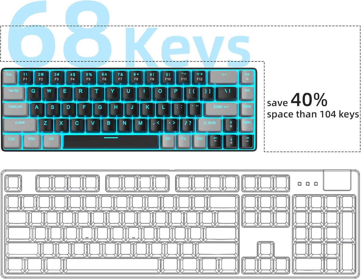 MageGee MK-Box - Teclado mecánico portátil 60% para juegos, retroil...