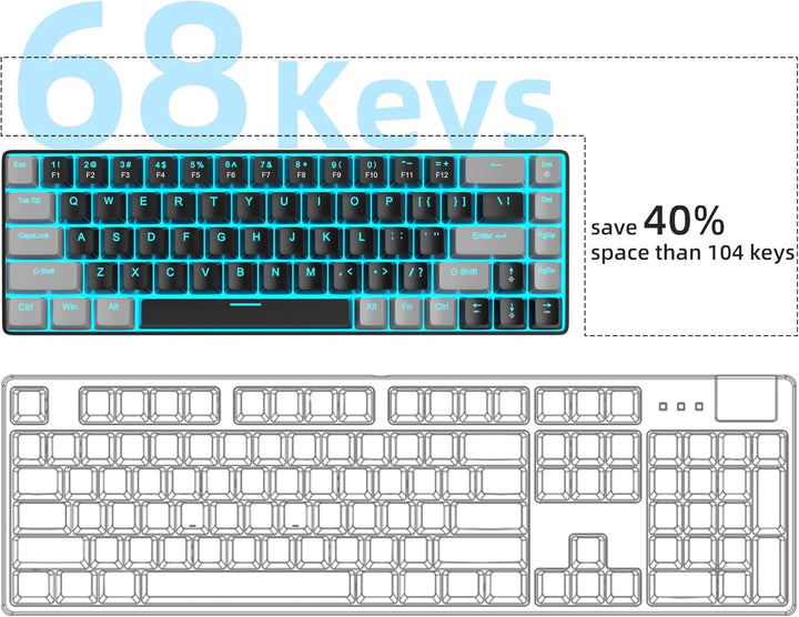 MageGee MK-Box - Teclado mecánico portátil 60% para juegos, retroil...