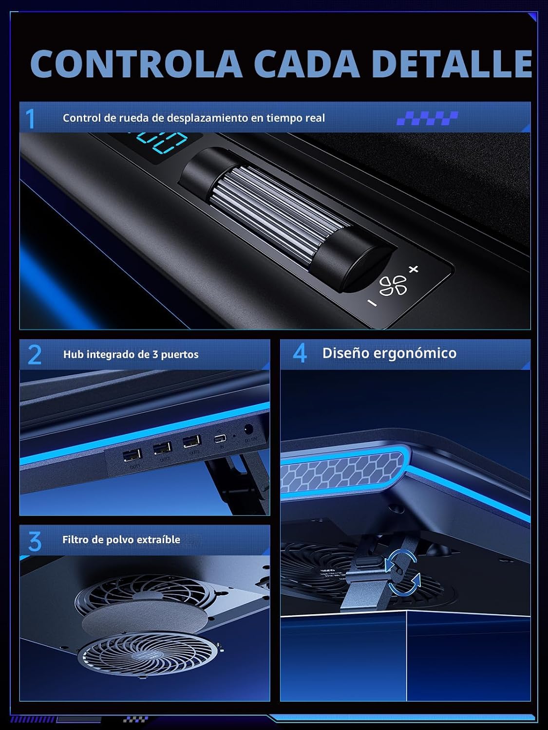 llano Soporte de ventilador de refrigeración para laptop para juegos V12