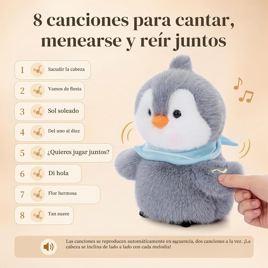 Juguete de la felpa del pingüino, 10" juguete musical interactivo