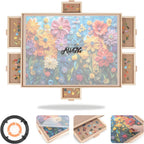 ALL4JIG - Tabla giratoria de rompecabezas de 2000 piezas con 6 cajones y cubierta, mesa de rompecabezas portátil de 28.50 x 40.16 pulgadas para adultos, tablero giratorio Lazy Susan de regalo para