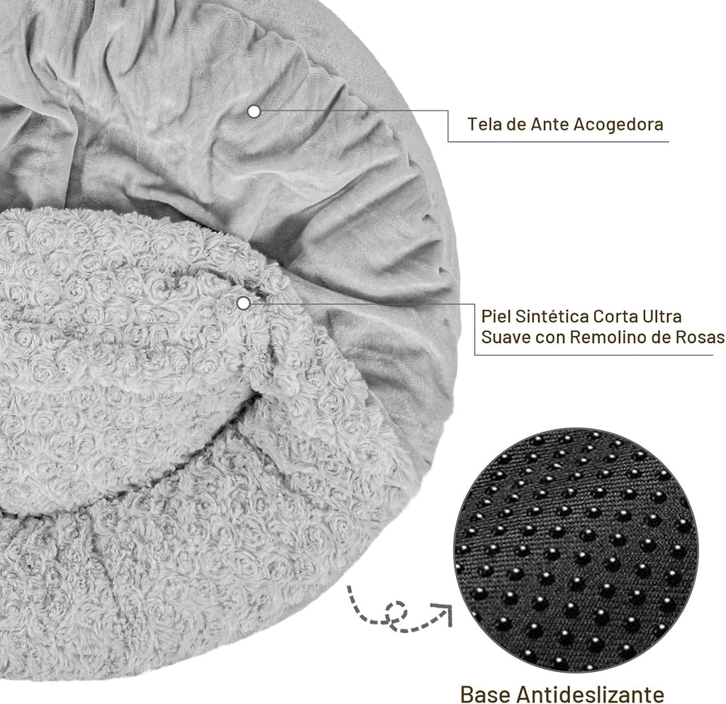 JOEJOY Cama pequeña para perros y gatos con manta con capucha, acogedora cama de lujo para cachorros y mascotas, redonda en forma de dona, calmante y antiansiedad, cama cueva para perros, parte