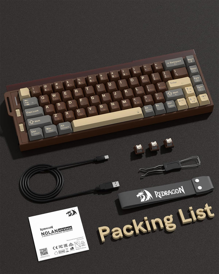 Redragon Teclado mecánico inalámbrico K752, 60% de montaje en junta...