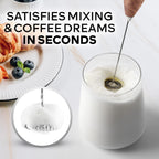 Zulay Kitchen Potente varita espumadora de leche con baterías Duracell - Mezclador de bebidas portátil ultrarrápido - Máquina eléctrica de espuma para café, lattes, capuchino y matcha, motor Z1, nogal