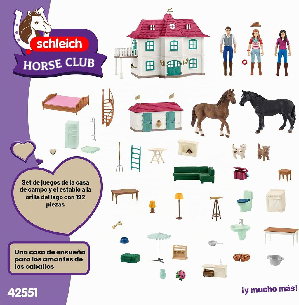 Schleich Horse Club - 192 piezas de casa de campo junto al lago y establo |