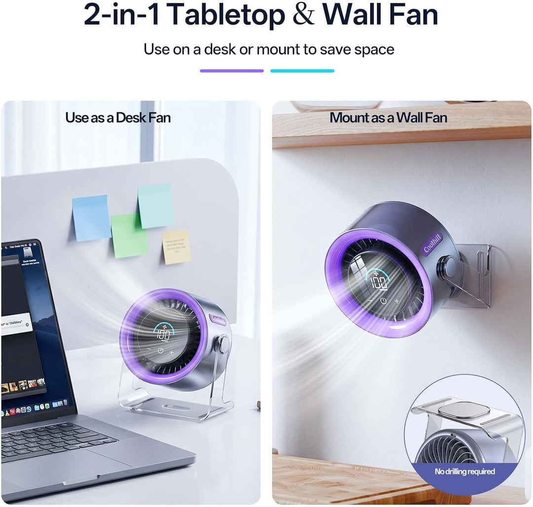 Coolhill Ventilador de escritorio USB para dormitorio: ventilador d...