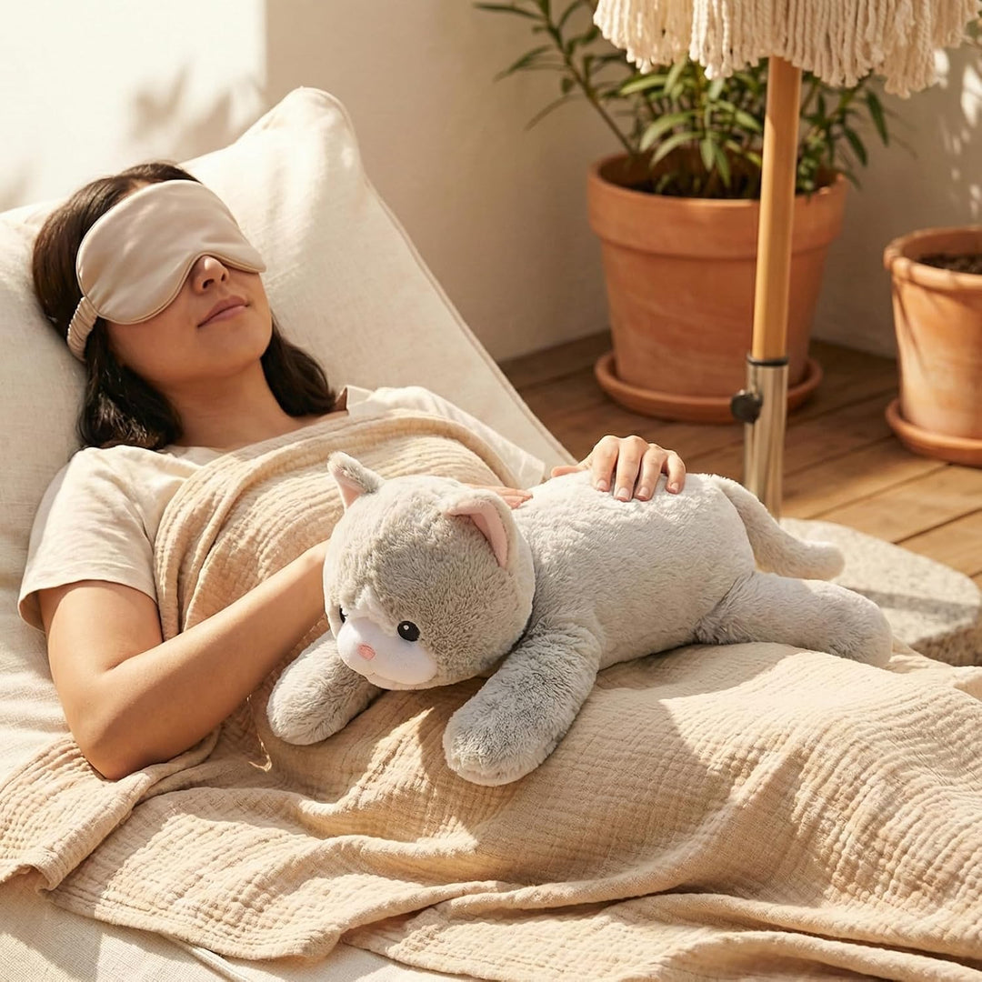 WEIGEDU Animal de Peluche de Gato con Peso con Ojos Bordados y Paqu...