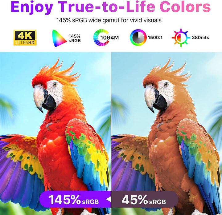 cocopar Monitor portátil de 15.6 pulgadas 4K UHD 60Hz 145% sRGB Mon...