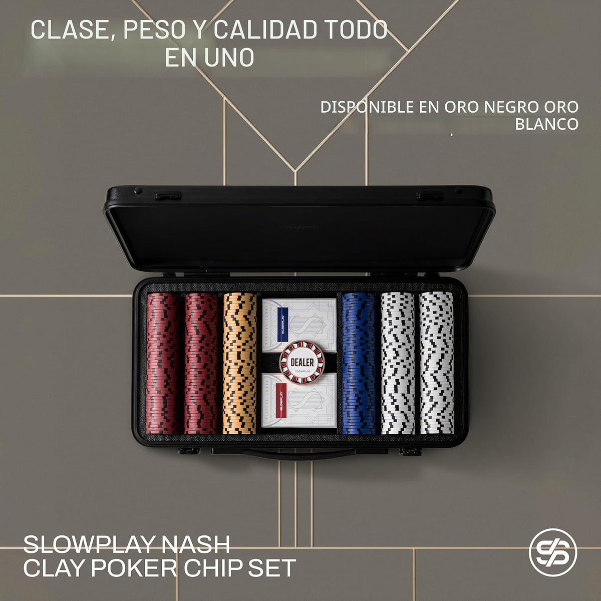 SLOWPLAY Nash Juego de Fichas de Póker 500 PCS con Estuche, Fichas de Arcilla de 14 Gram