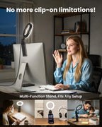 Luz de Anillo para Portátil con Clip de Escritorio, Iluminación de Videoconferencia de Computadora Pequeña con Soporte para Teléfono/Cámara Web/Monitor, Mini Luz LED Portátil de 5" para