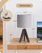 Lámpara EDISHINE Lámpara de mesa pequeña estilo Boho, lámpara de mesa de madera color nogal con trípode, lámpara de mesita de noche estilo granja para cuarto de bebé, dormitorio, oficina, habitación infantil