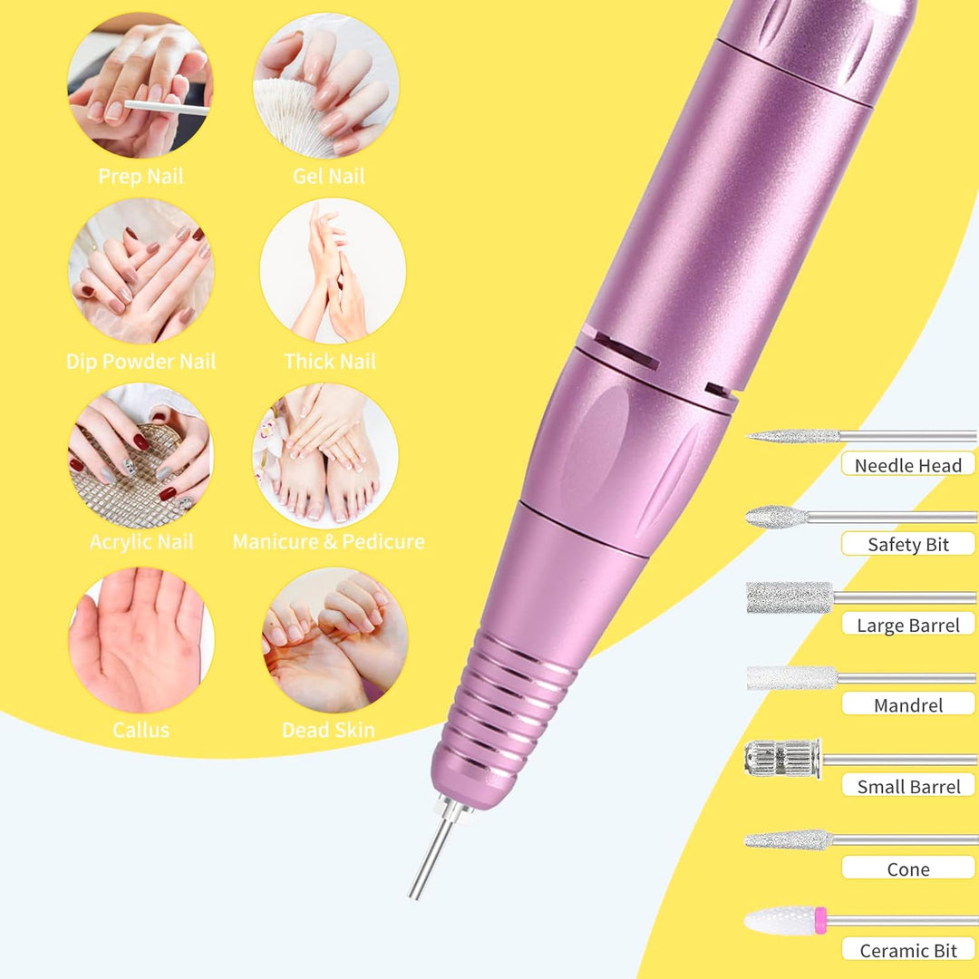 Taladro de uñas portátil profesional de 35000 RPM, MOCOWIND recarga...