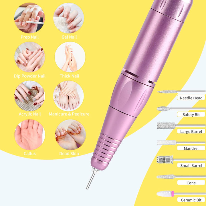 Taladro de uñas portátil profesional de 35000 RPM, MOCOWIND recarga...