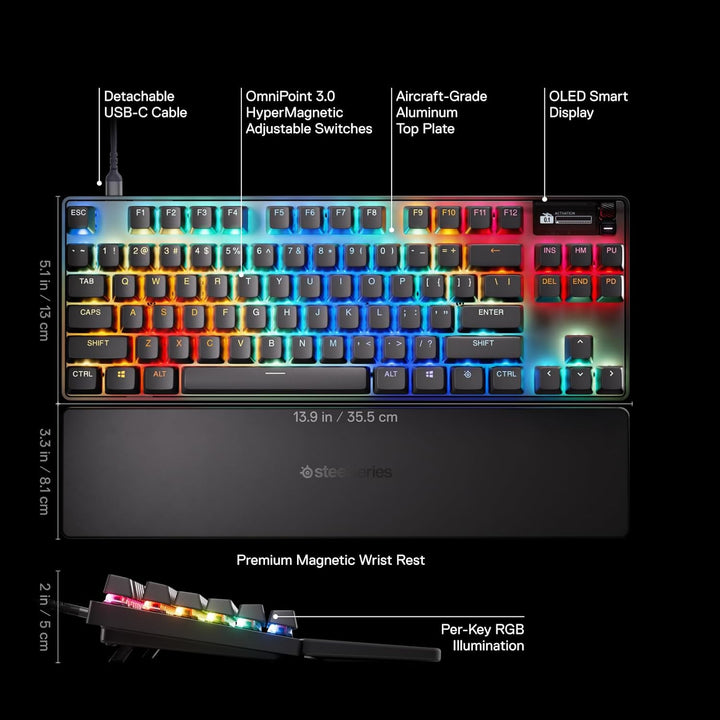SteelSeries Apex Pro TKL Gen 3 OmniPoint 3.0 Interruptores hipermag...