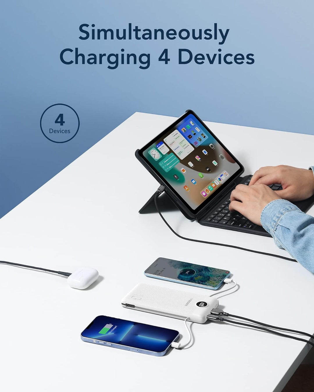 VEGER Cargador portátil para iPhone con cables integrados y enchufe...