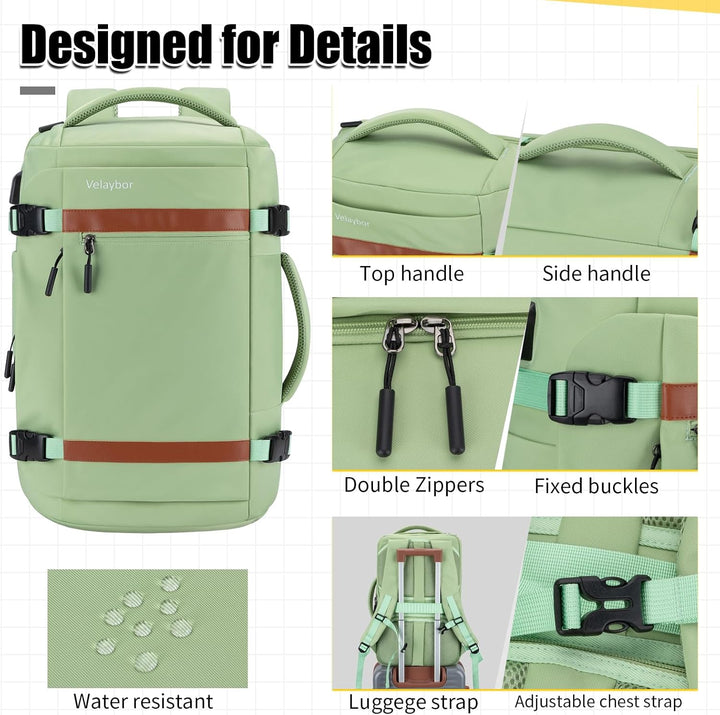 Velaybor Mochila de viaje de 42L con 4 cubos de embalaje, bolsa de...