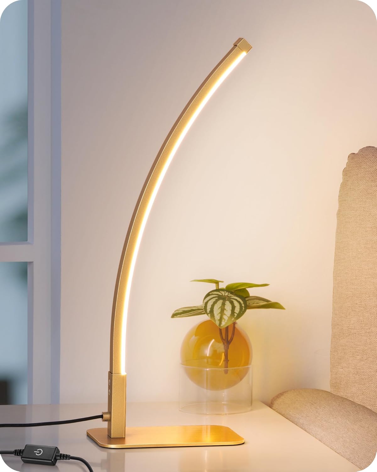 Lámpara EDISHINE Lámparas de mesa LED curvadas para sala de estar, lámpara de noche